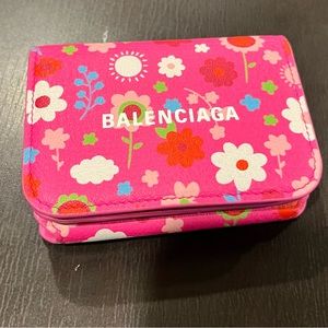 ❌SOLD❌ Balenciaga pink floral cash mini wallet